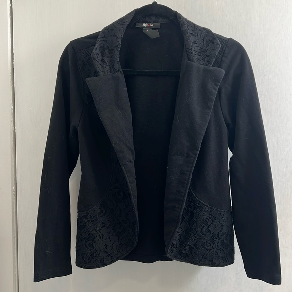 Style & Co black blazer size small with lace detail